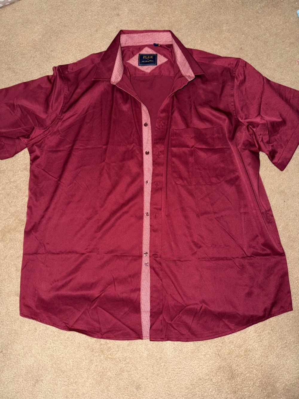 Flex Men's Short Sleeve Button-Down Shirt - Burgundy
